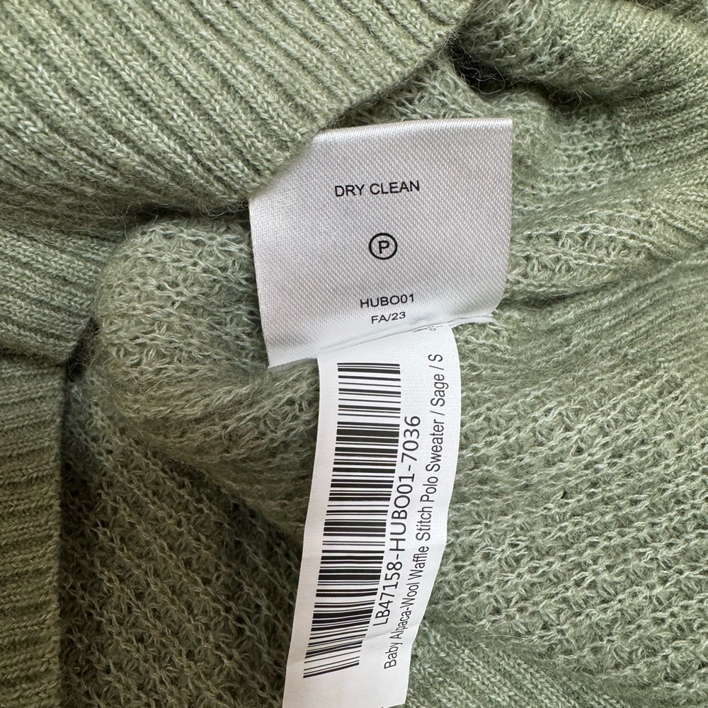 Quince Alpaca-Wool Waffle Knit Sweater-Sage Green Size Small - Picture 9 of 10